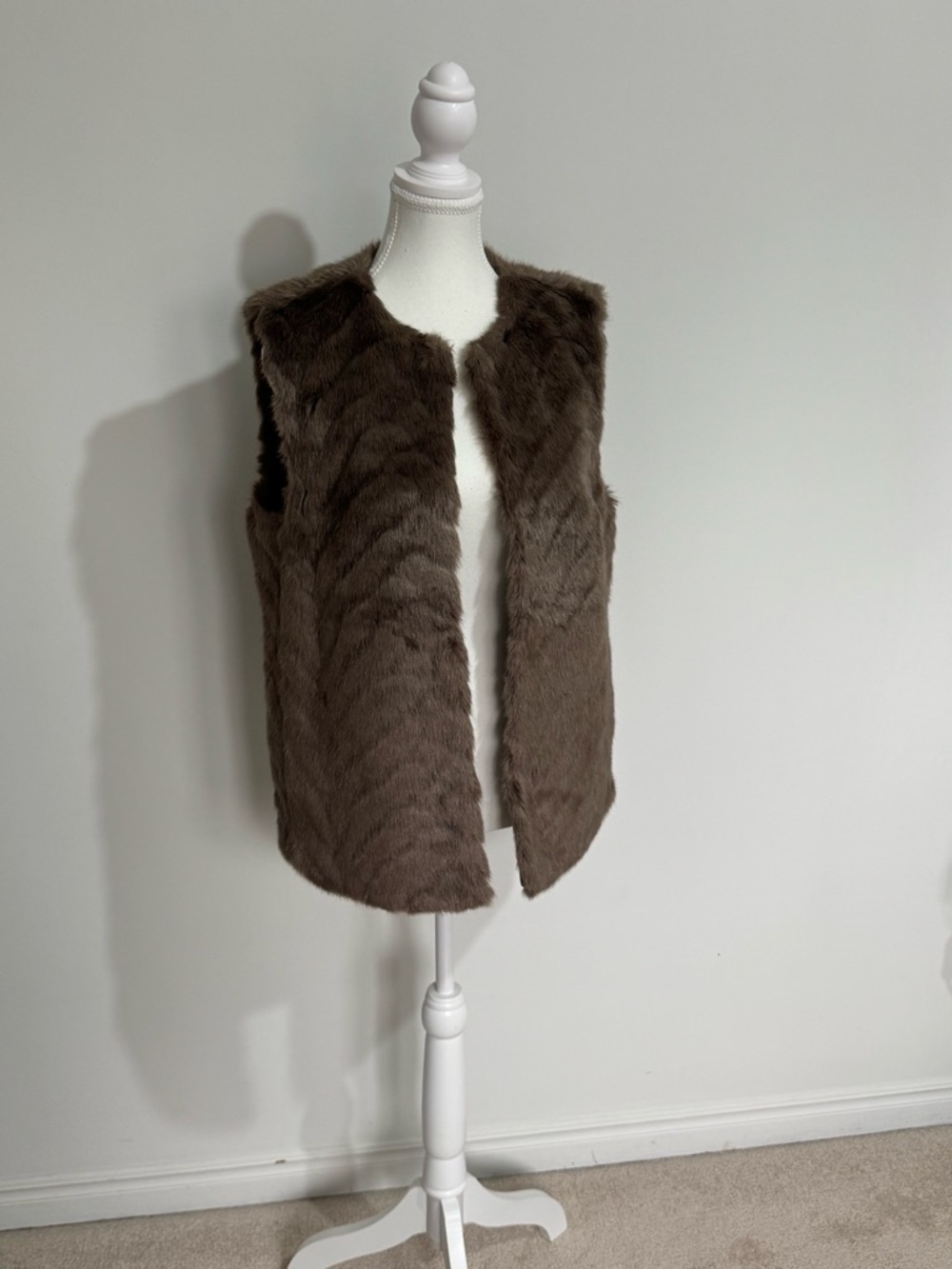H&M Brown Faux Fur Vest - Women's Sleeveless Layer